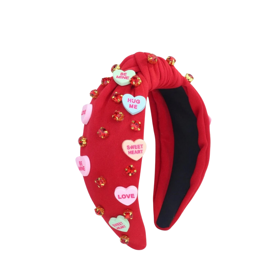 Conversation Heart Headband - Red Sparkle