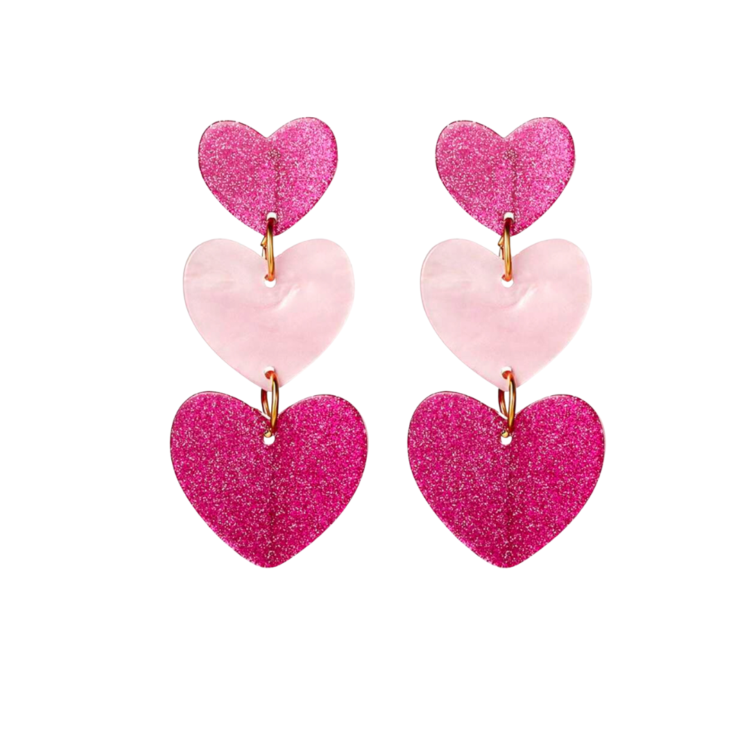 Triple Heart Earrings