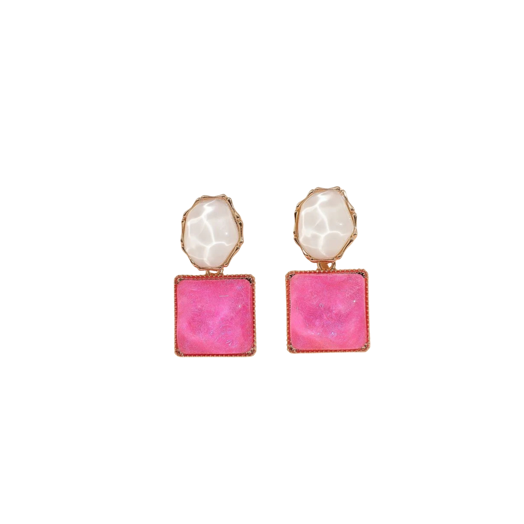 Pink Geo Drop Earrings