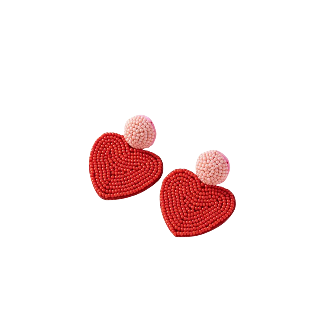 Beaded Heart Earrings