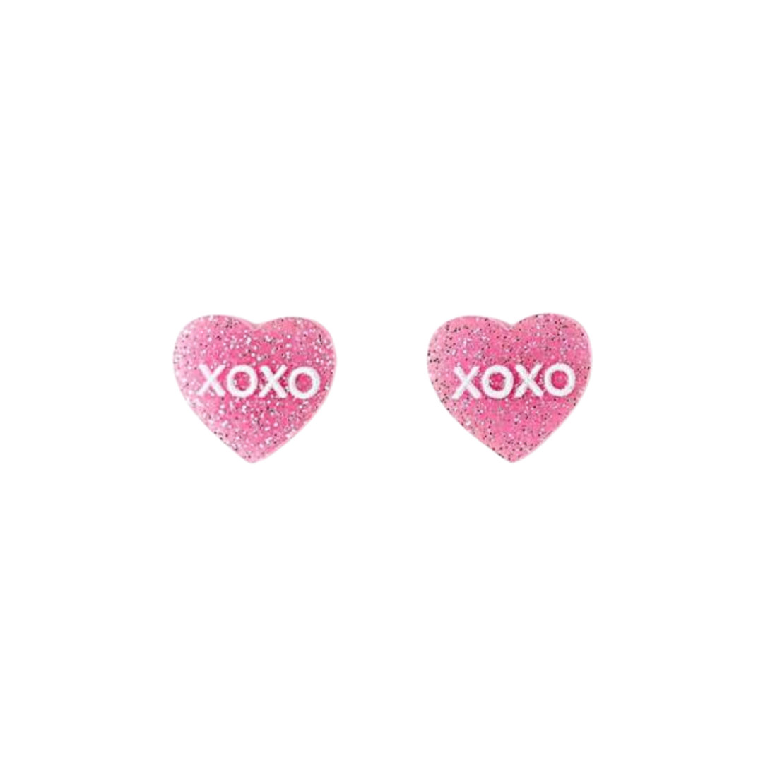 Conversation Heart Stud Earrings - Pink