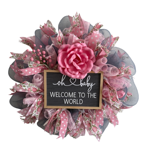 celebrate baby girl custom wreath