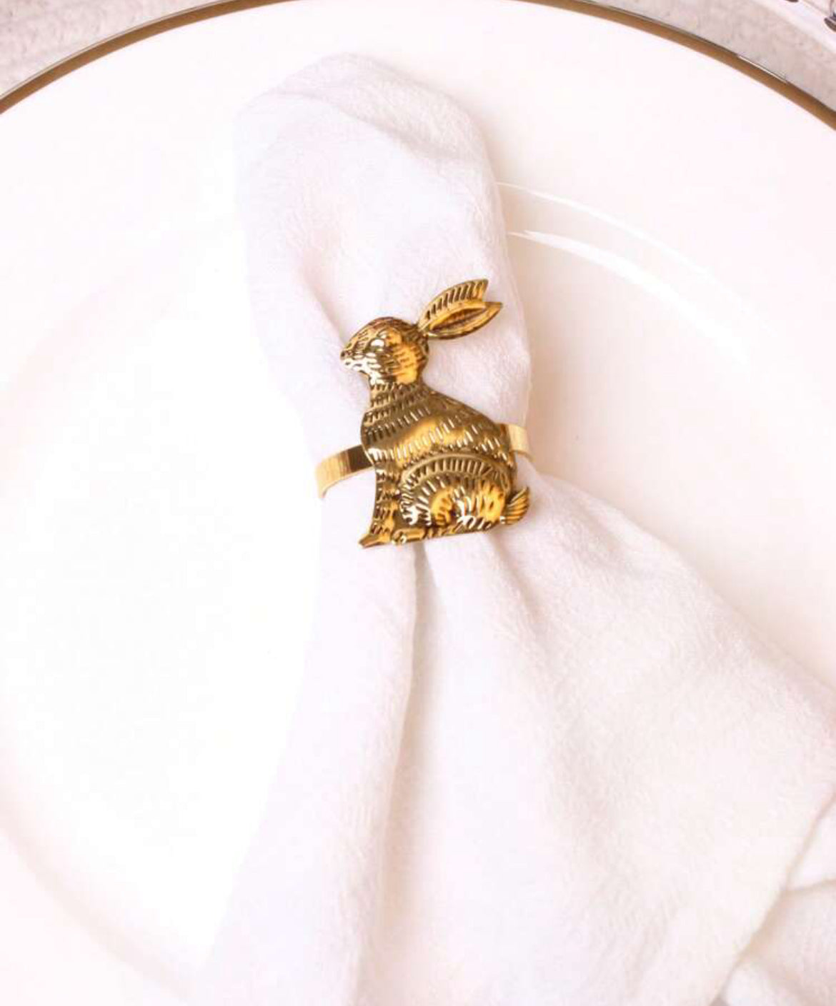 Gold Bunny Napkin Rings - 6pk