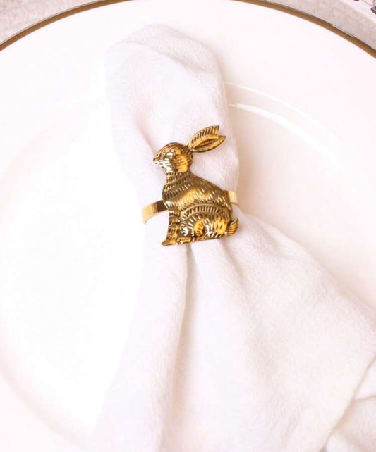 Gold Bunny Napkin Rings - 6pk