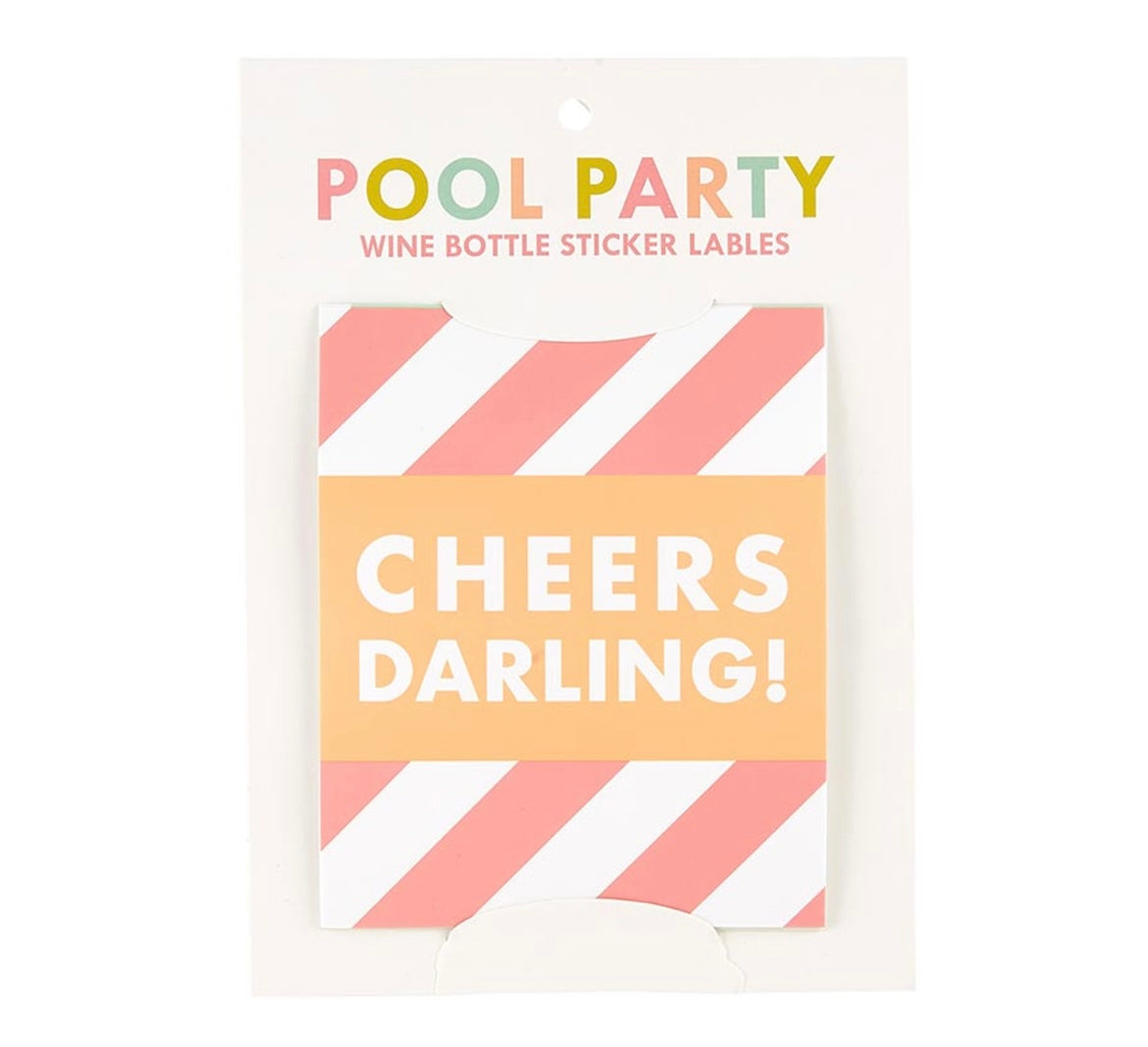 Wine Bottle Sticker Labels - Pool Party