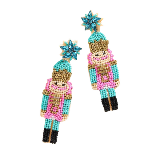 Nutcracker Beaded Earrings - Blue