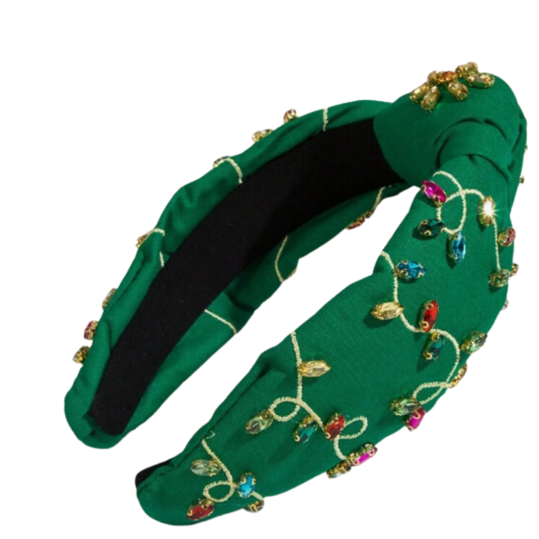 Christmas Lights Headband - Green