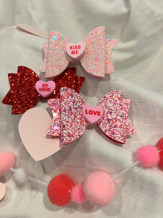 Sparkle Heart Bows - 3pk