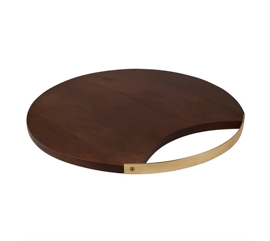 Mango Wood with Brass Handles - Round Charcuterie Board