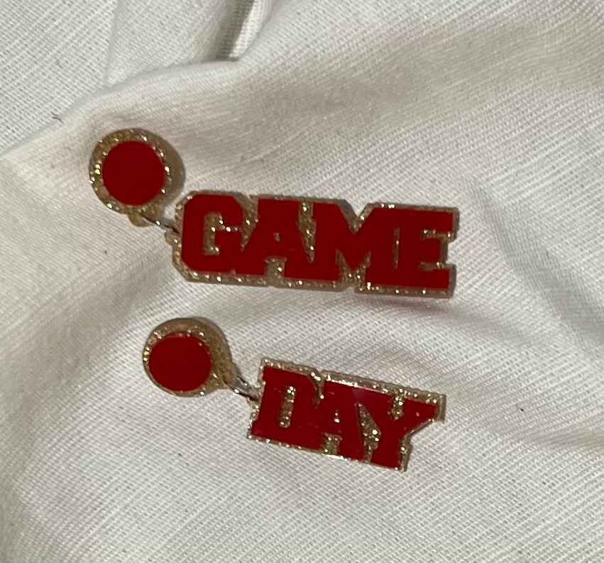 sprinkledash Sports - Mini Game Day Earrings - Red & Gold