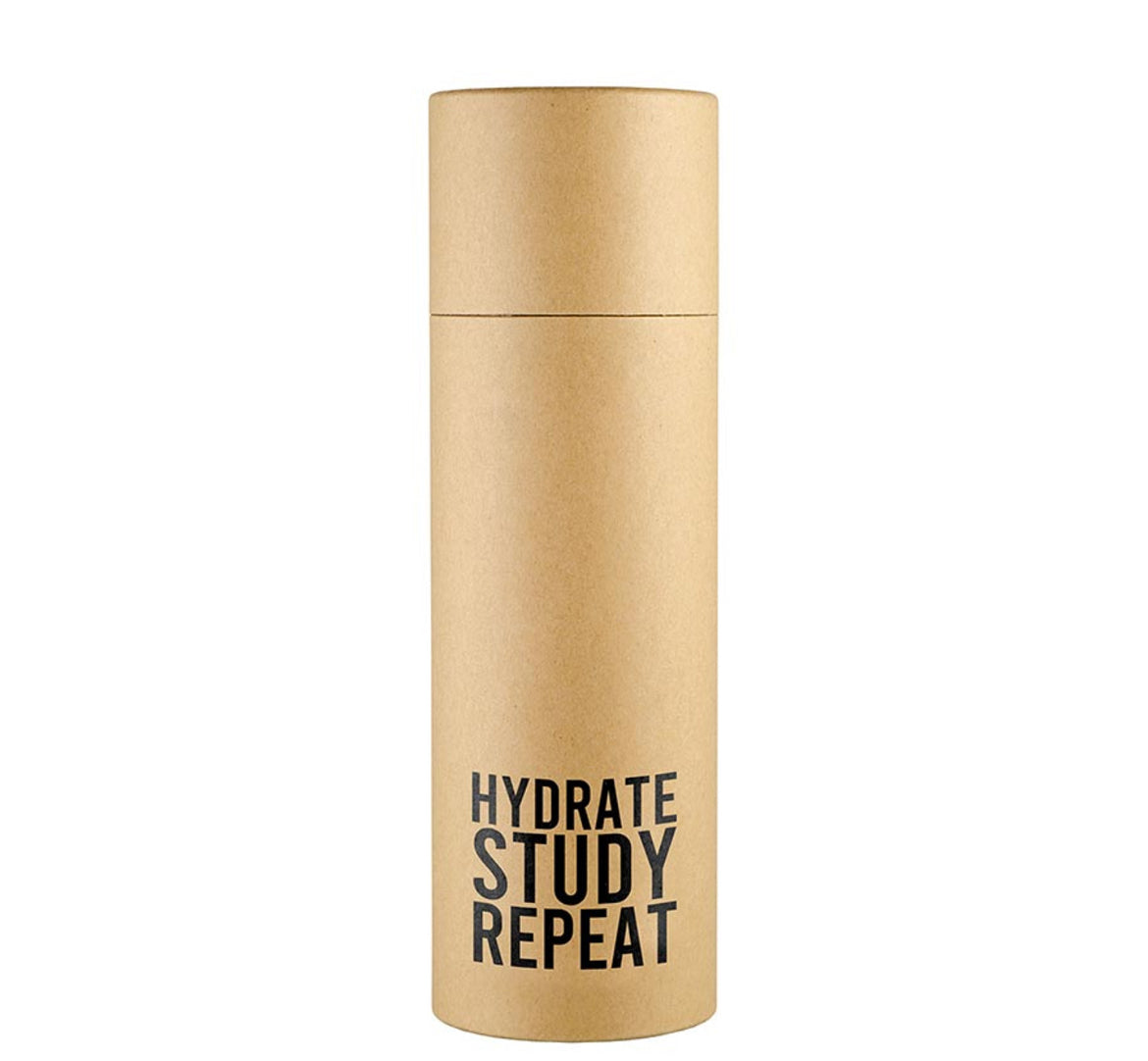 Study, Hydrate, Repeat Glass Water Bottle