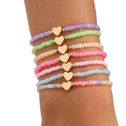 Petite Hearts Beaded Bracelet Stack