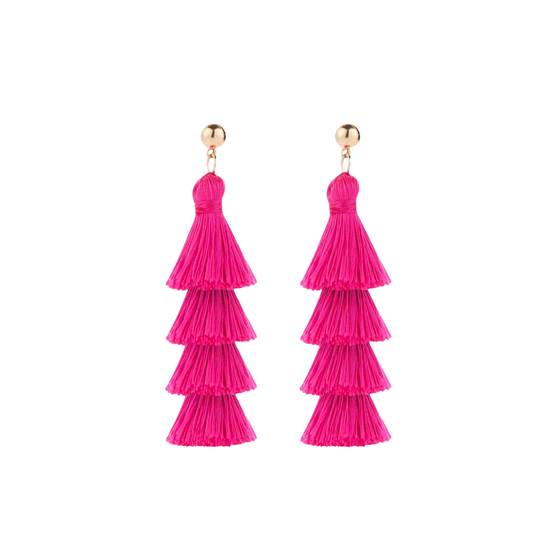 Pink Tassle Earrings