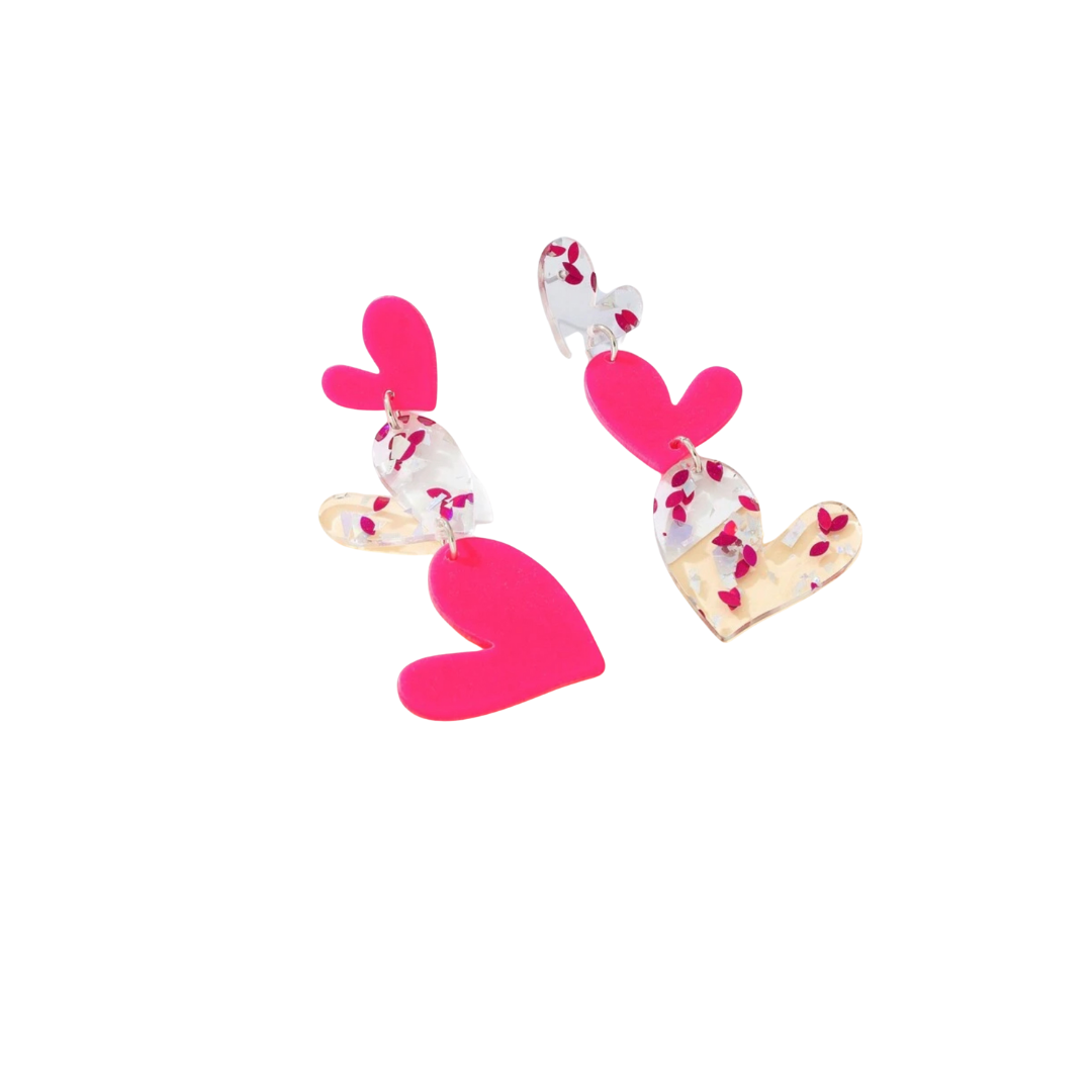 Three Heart Earrings