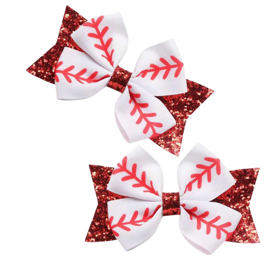 sprinkledash Sports - Baseball Sparkle Little Bow Clips - 2pk