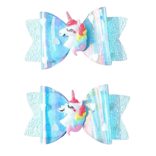 Unicorn Little Bow Clips - 2pk