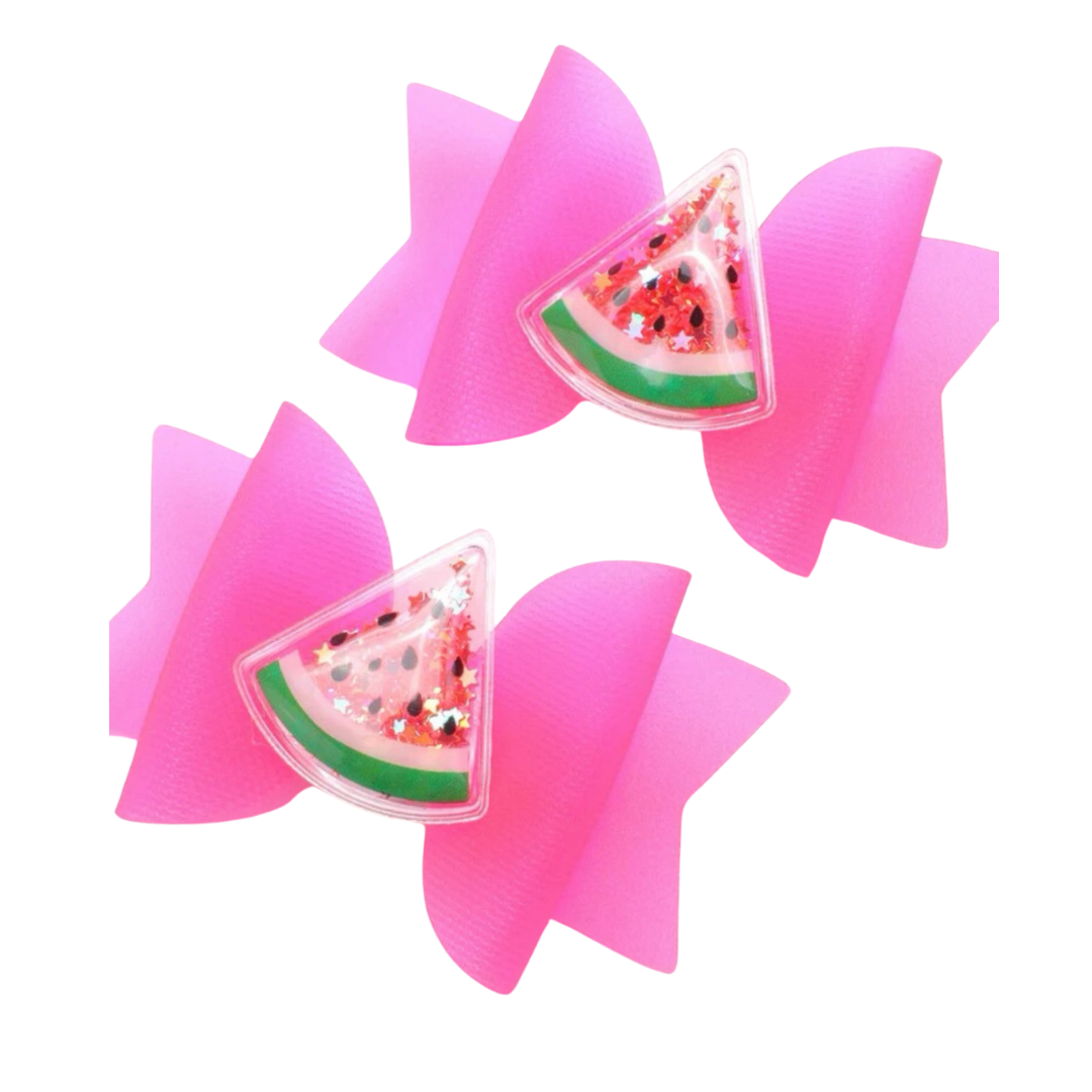 Watermelon Water-Safe Little Bow Clips - 2pk