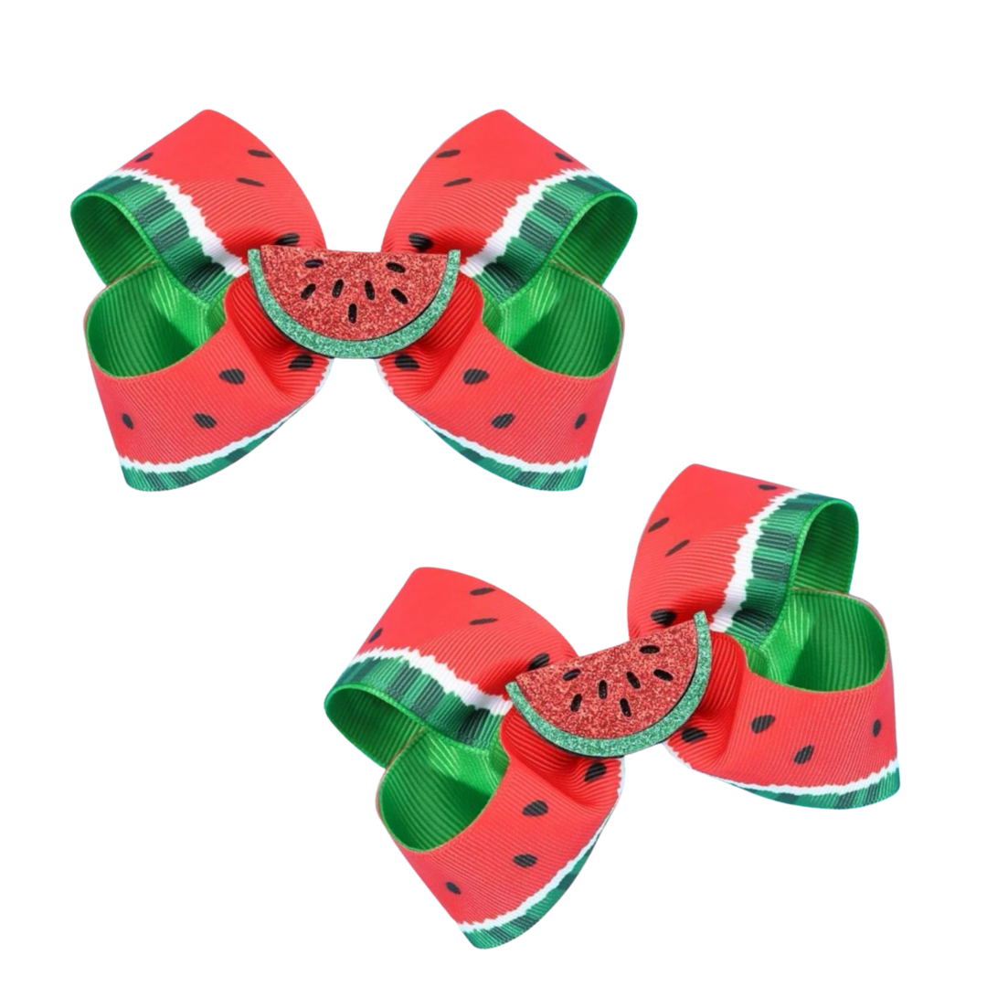 Watermelon Little Bow Clips - 2pk