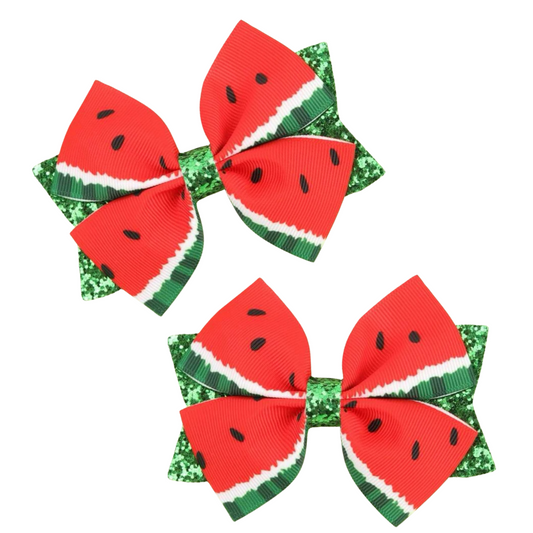 Watermelon Little Bow Clips - 2pk