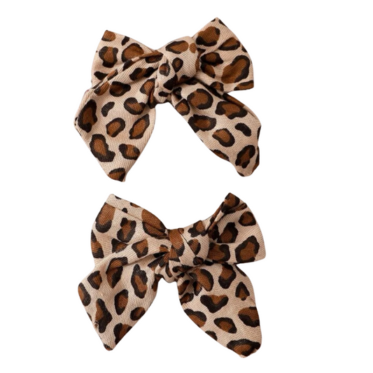 Leopard Print Little Bow Clips - 2pk