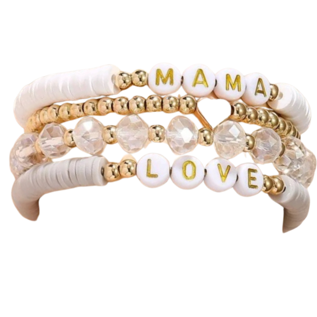 Mama Stacking Bead Bracelets - Set of 4