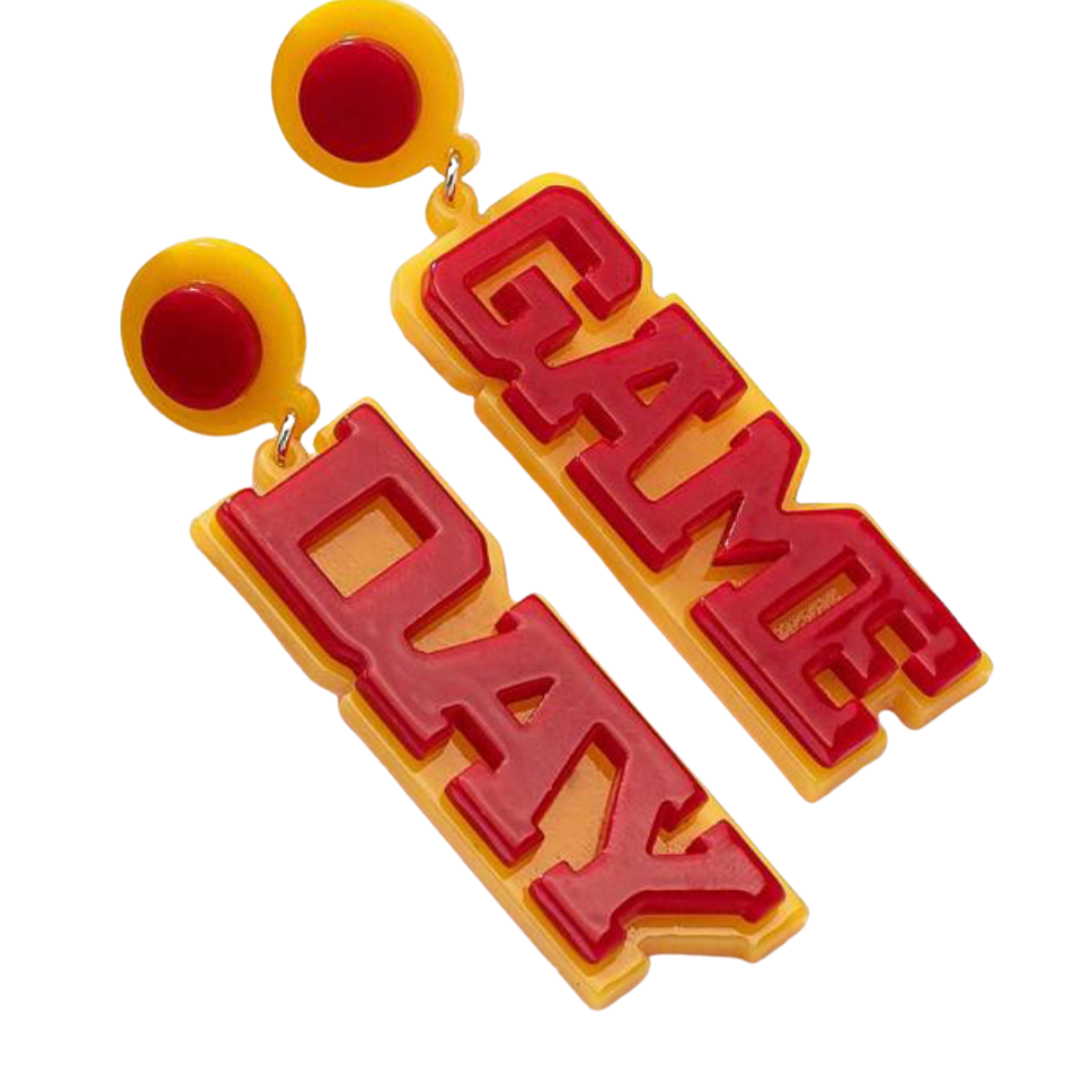 sprinkledash Sports - Game Day Earrings - Red & Gold