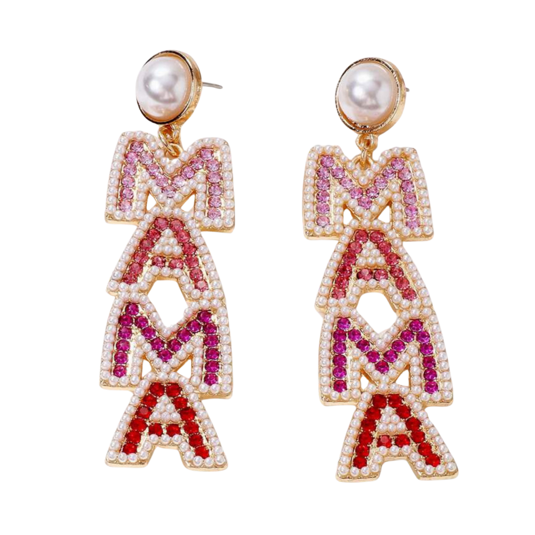 Mama Dangle Earrings - Pink