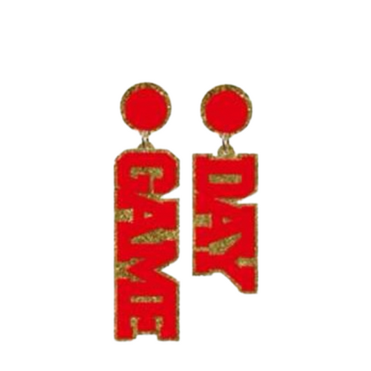 sprinkledash Sports - Mini Game Day Earrings - Red & Gold