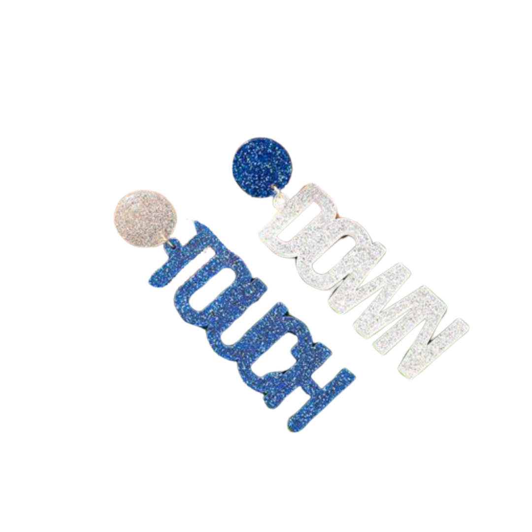 sprinkledash Sports - Game Day Earrings - Blue & Silver