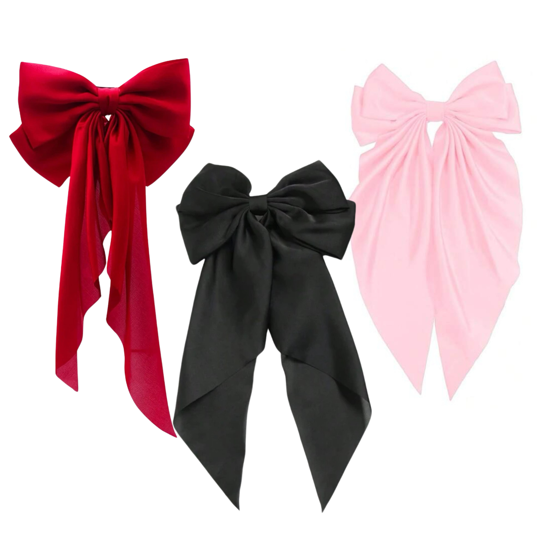 Satin Long Bow Clip