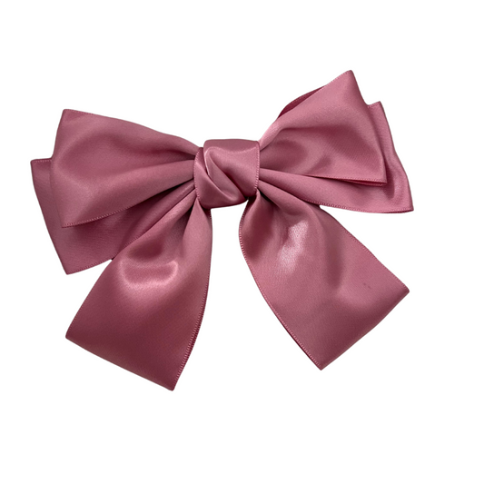 Silky Short Bow Clip - Dusty Pink