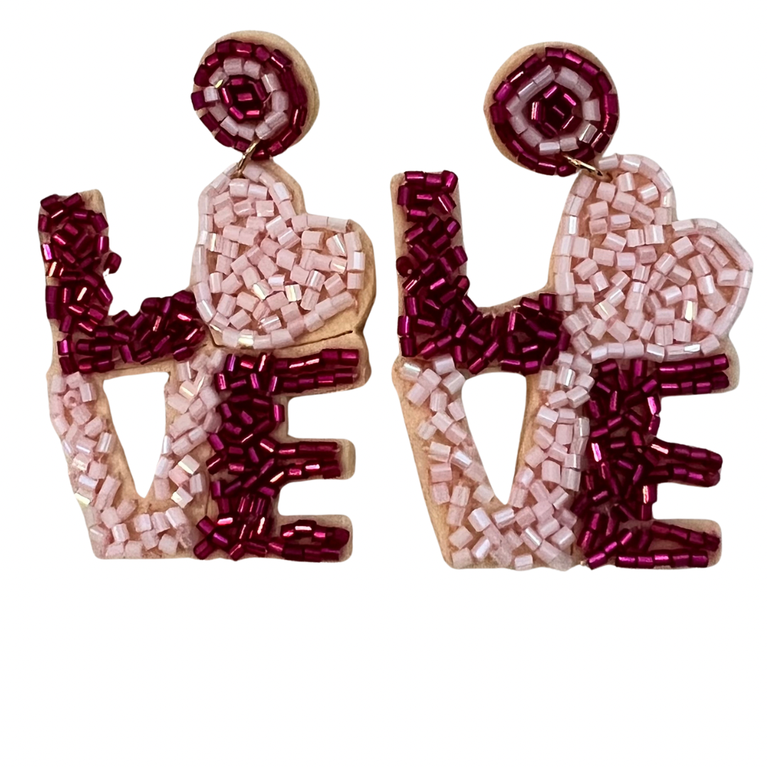 LOVE Beaded Earrings