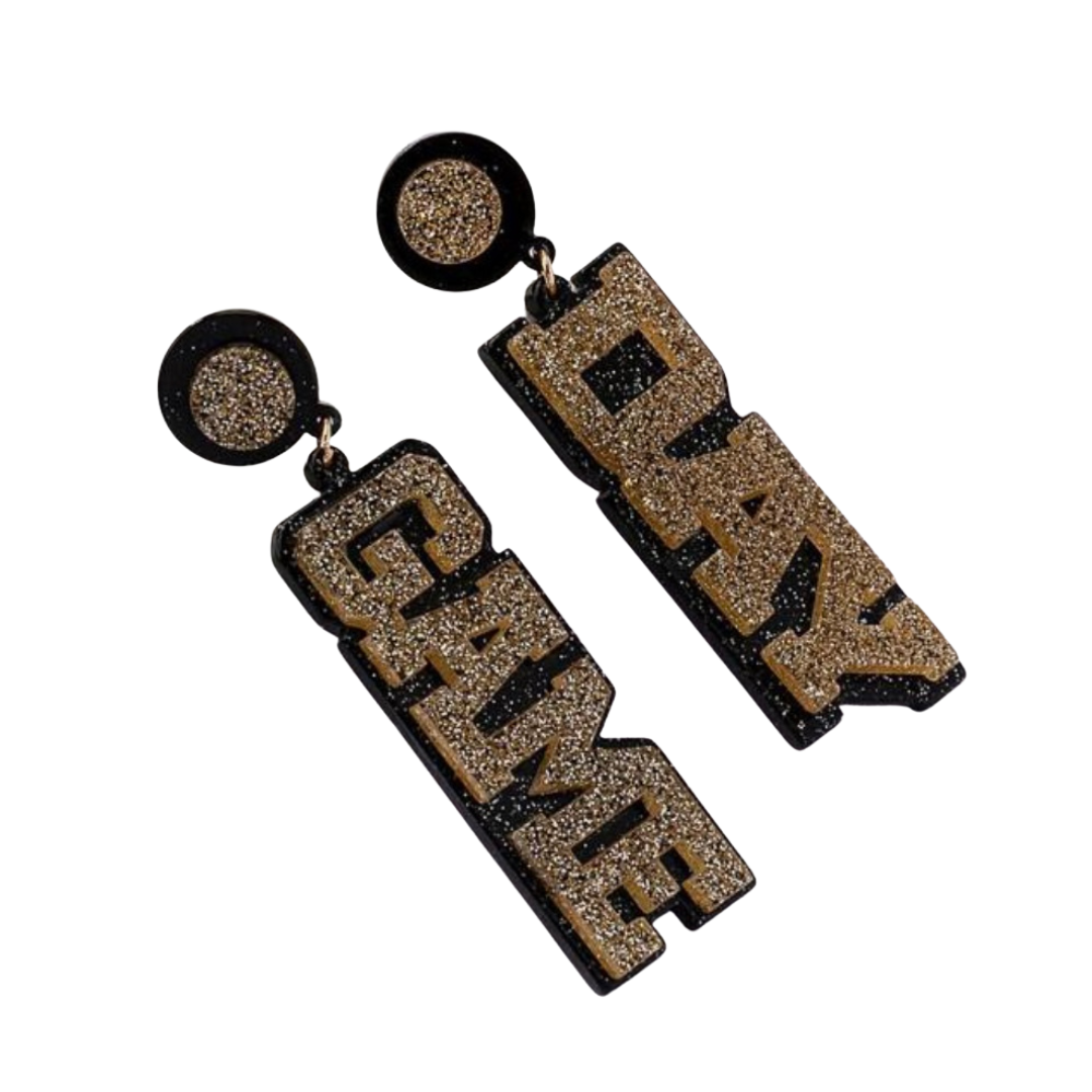 sprinkledash Sports - Game Day Earrings - Black & Gold