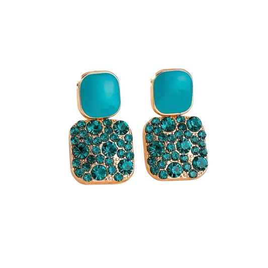 Teal & Gold Sparkle Earring