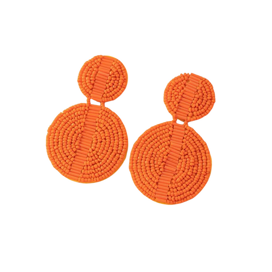 Orange Circle Drop Earrings