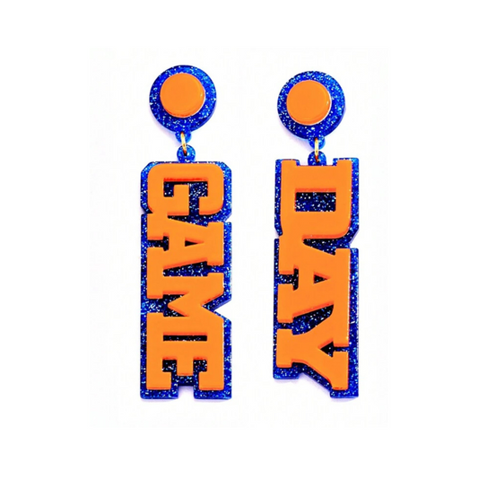 sprinkledash Sports - Game Day Earrings - Orange & Blue