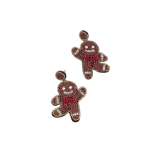 Gingerbread Man Beaded Earrings